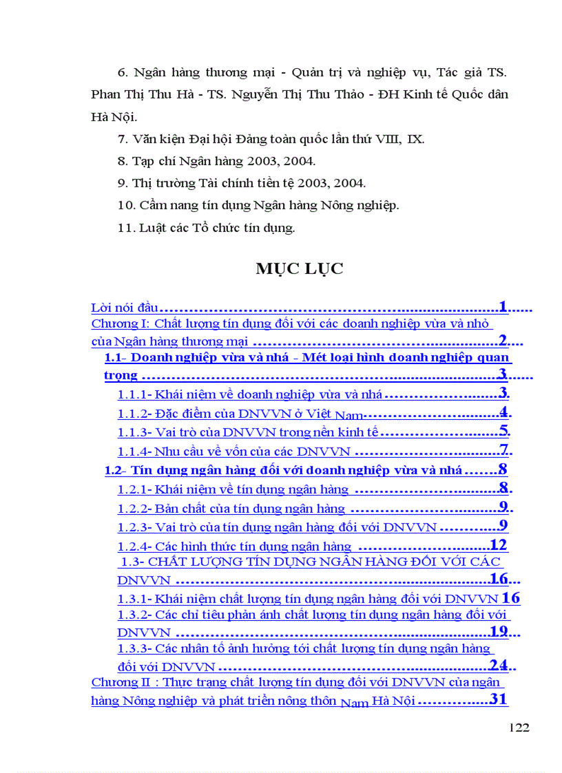 image for page Nâng cao chất lượng tín dụng đối với các DNVVN tại chi nhánh ngân hàng Nông nghiệp và phát triển nông thôn Nam Hà Nội