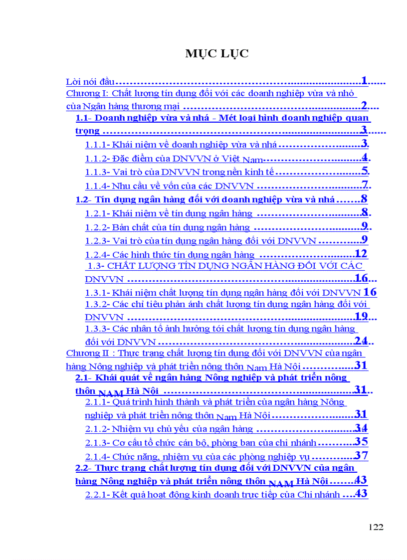 image for page Nâng cao chất lượng tín dụng đối với các DNVVN tại chi nhánh ngân hàng Nông nghiệp và phát triển nông thôn Nam Hà Nội