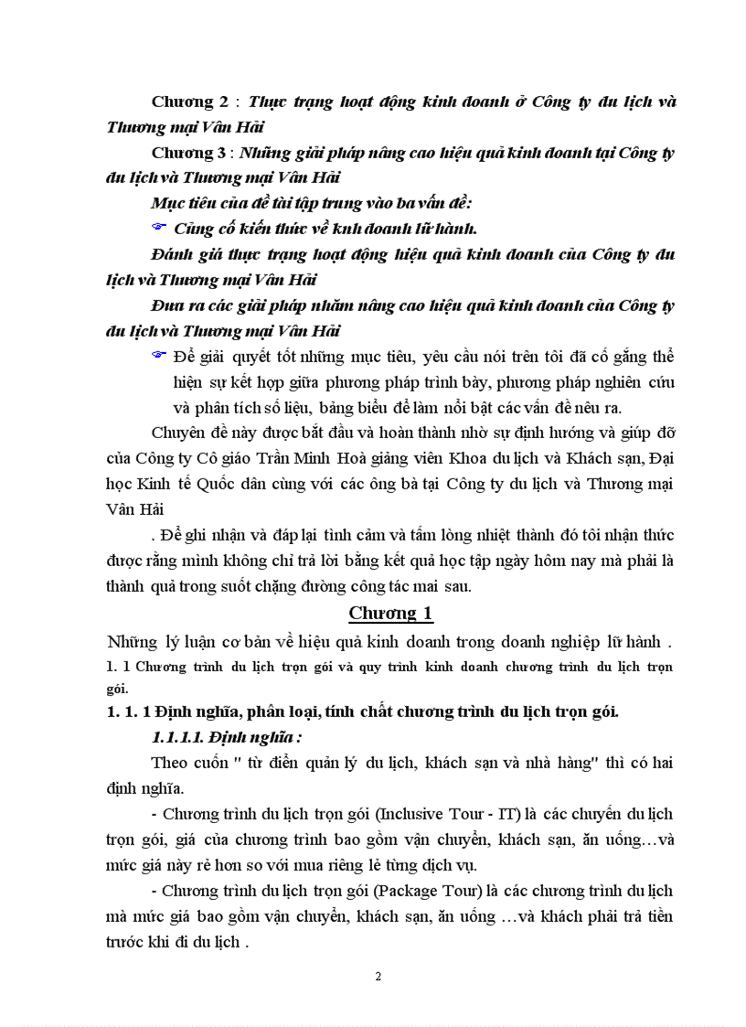 image for page Hiệu quả kinh doanh chương trình du lịch của Công ty du lịch và Thương mại Vân Hải, thực trạng và giải pháp
