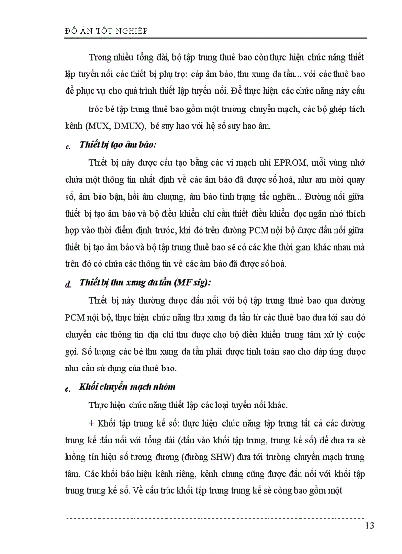 image for page Phân hệ chuyển mạch trong tổng đài