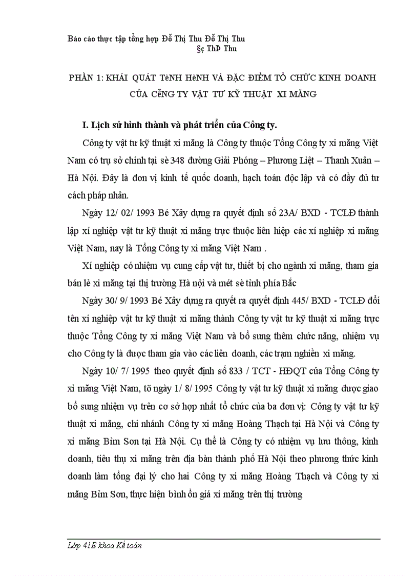 image for page Báo cáo thực tập tại Công ty vật tư kỹ thuật xi măng