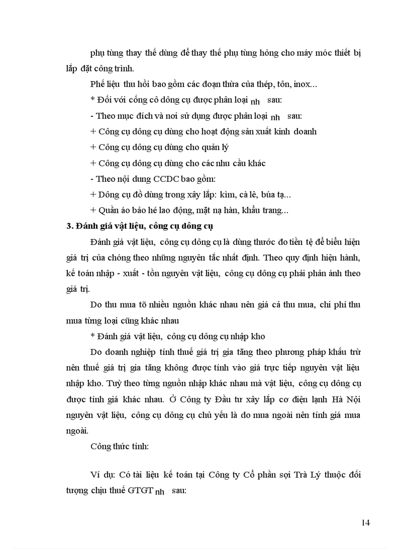 image for page Kế toán nguyên vật liệu tại công ty Cổ phần Sợi Trà Lý