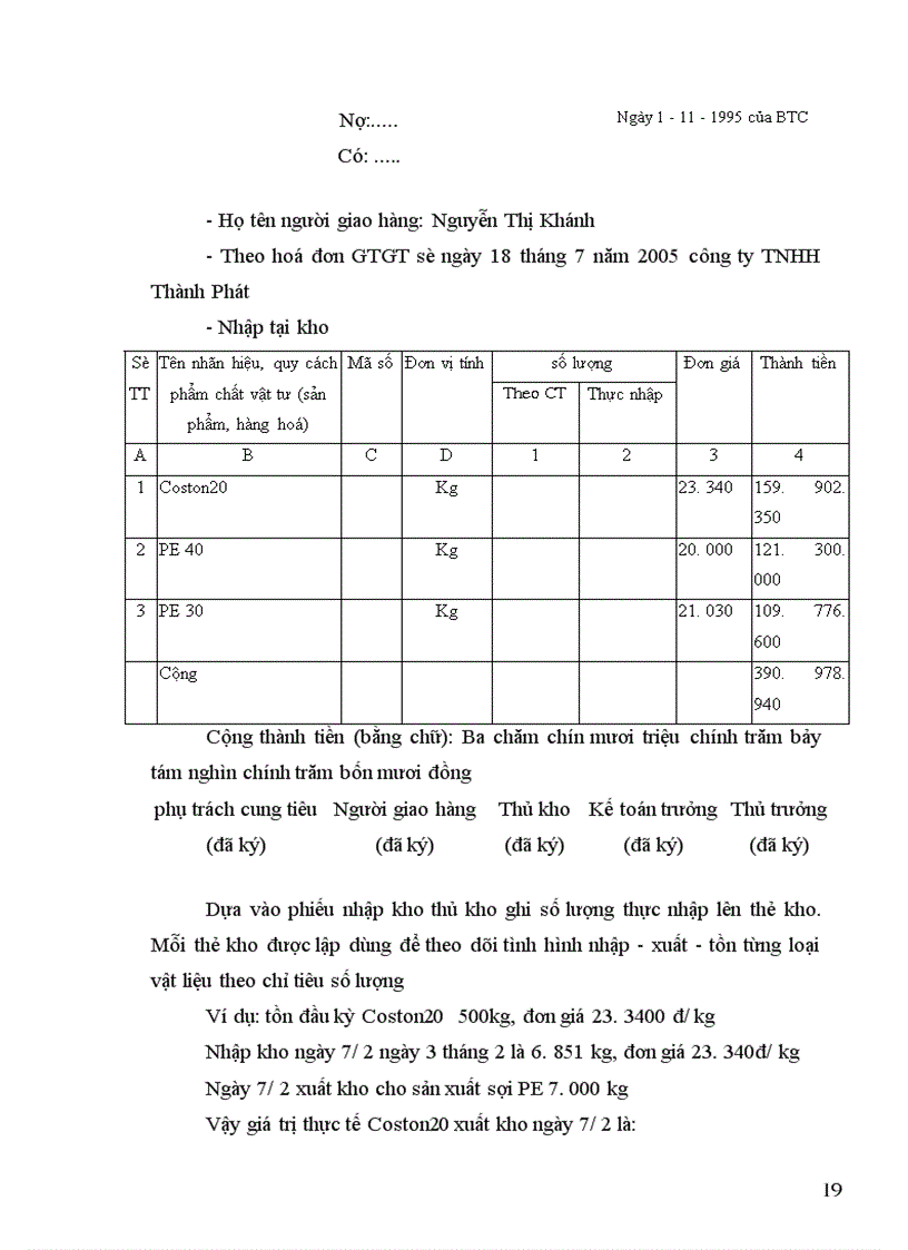 image for page Kế toán nguyên vật liệu tại công ty Cổ phần Sợi Trà Lý