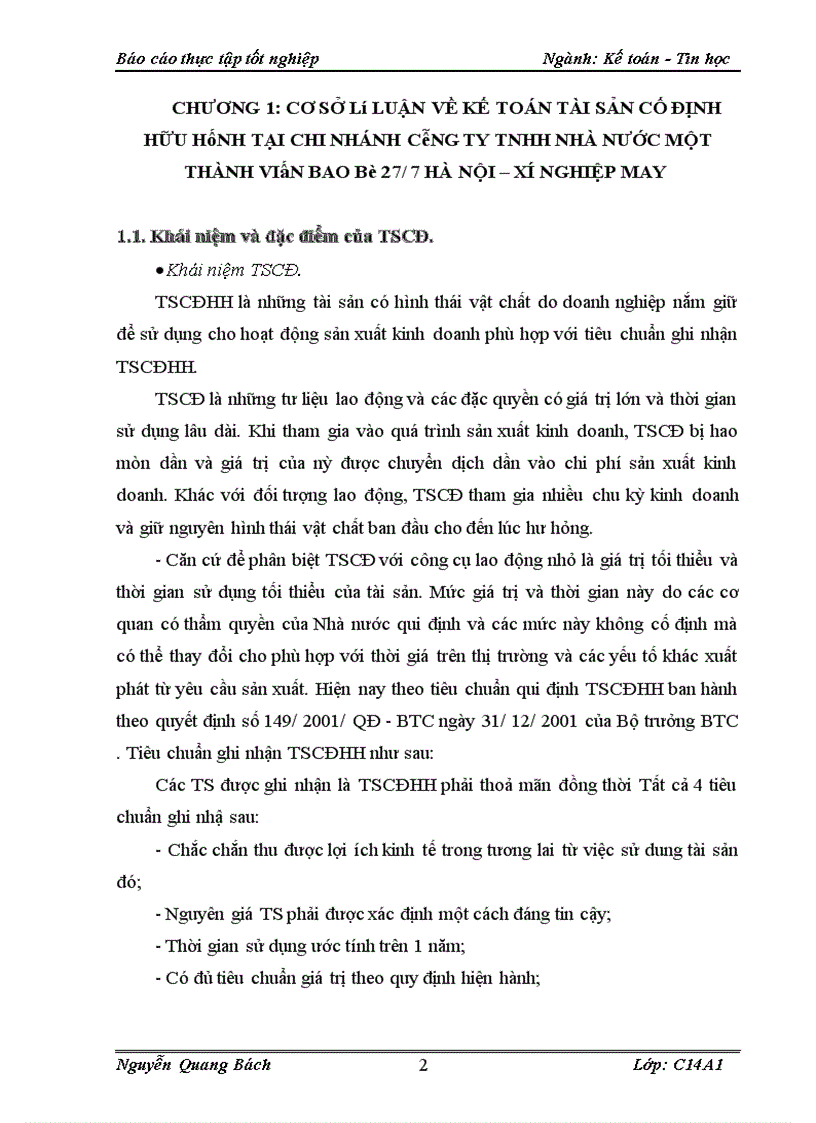 image for page Kế toán TSCĐ hữu hình tại Chi nhánh Công ty TNHH Nhà nước một thành viên bao bì 27/7 Hà Nội – Xí nghiệp May