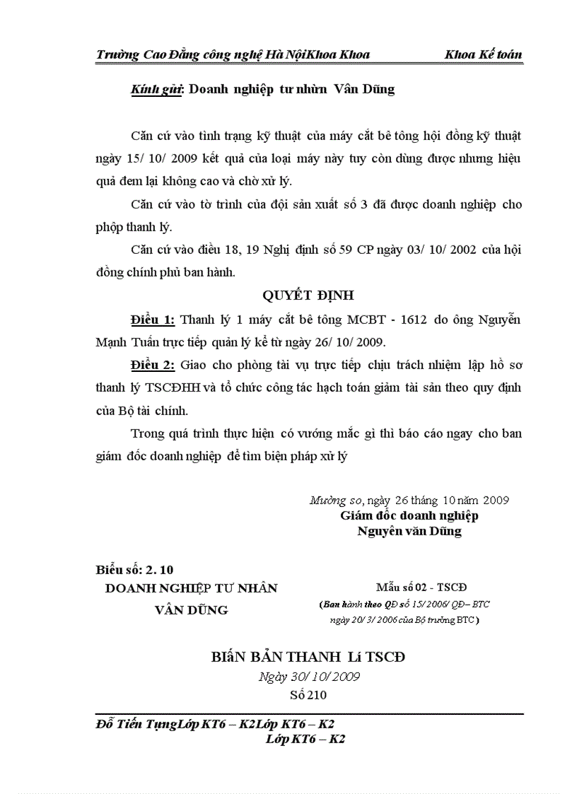 image for page Hoàn thiện kế toán tài sản cố định hữu hình tại Doanh nghiệp tư nhân Vân Dũng