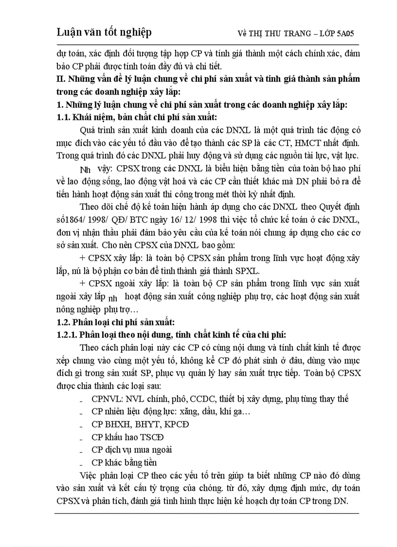 image for page Hoàn thiện kế toán chi phí sản xuất và tính giá thành sản phẩm trong Xí nghiệp Sông Đà