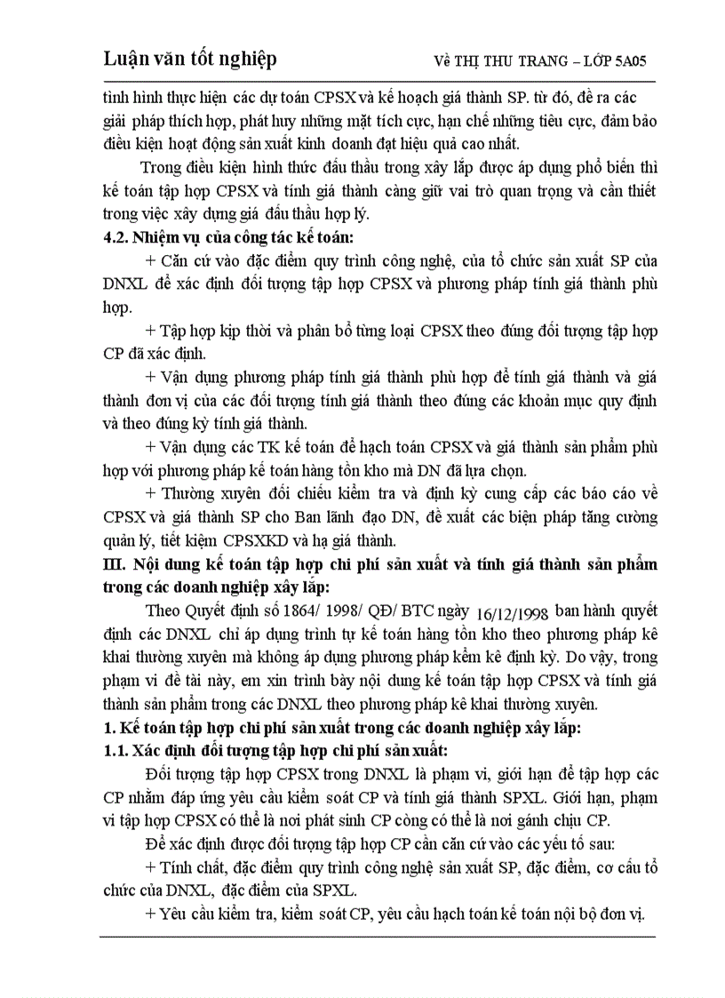 image for page Hoàn thiện kế toán chi phí sản xuất và tính giá thành sản phẩm trong Xí nghiệp Sông Đà