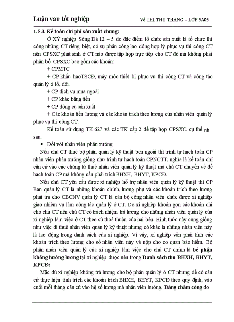 image for page Hoàn thiện kế toán chi phí sản xuất và tính giá thành sản phẩm trong Xí nghiệp Sông Đà