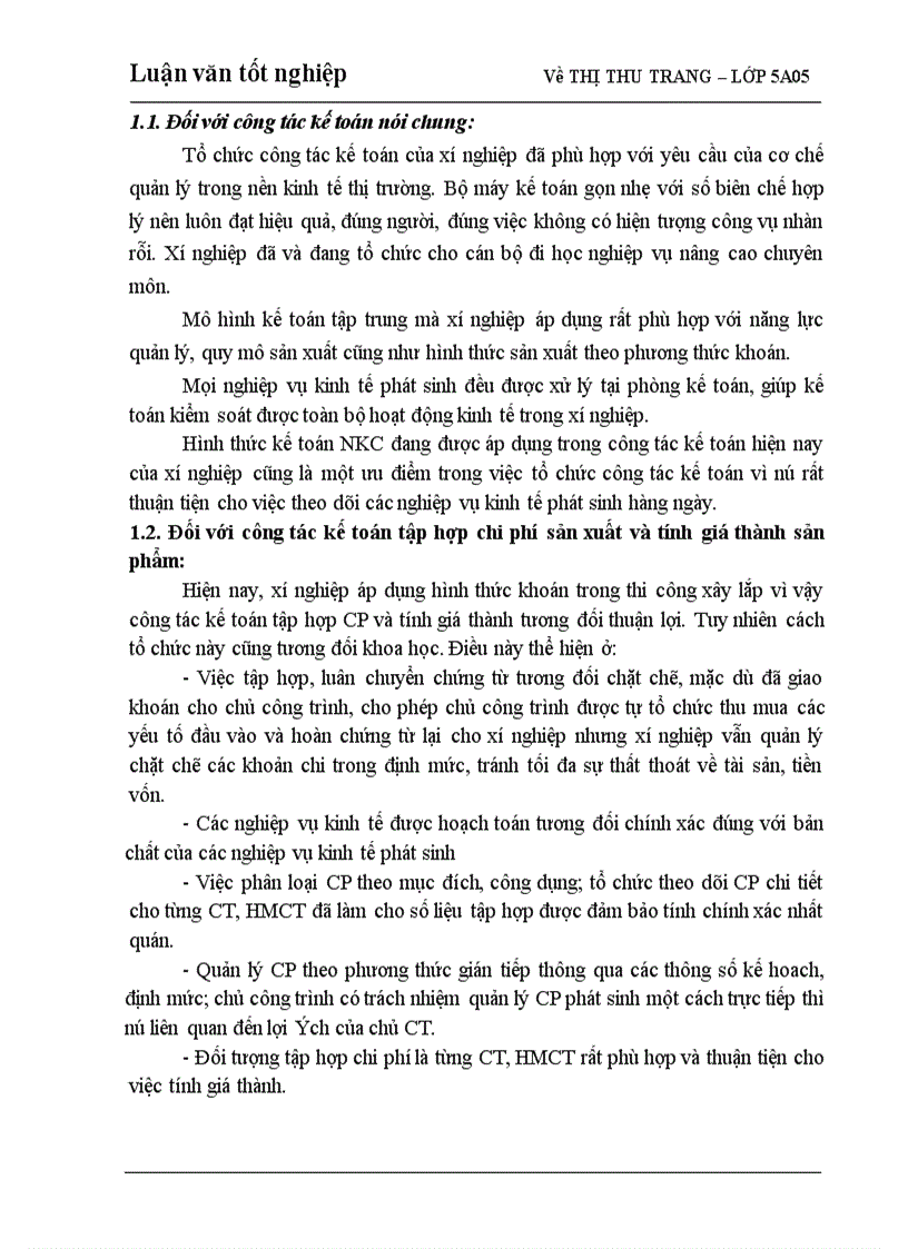image for page Hoàn thiện kế toán chi phí sản xuất và tính giá thành sản phẩm trong Xí nghiệp Sông Đà
