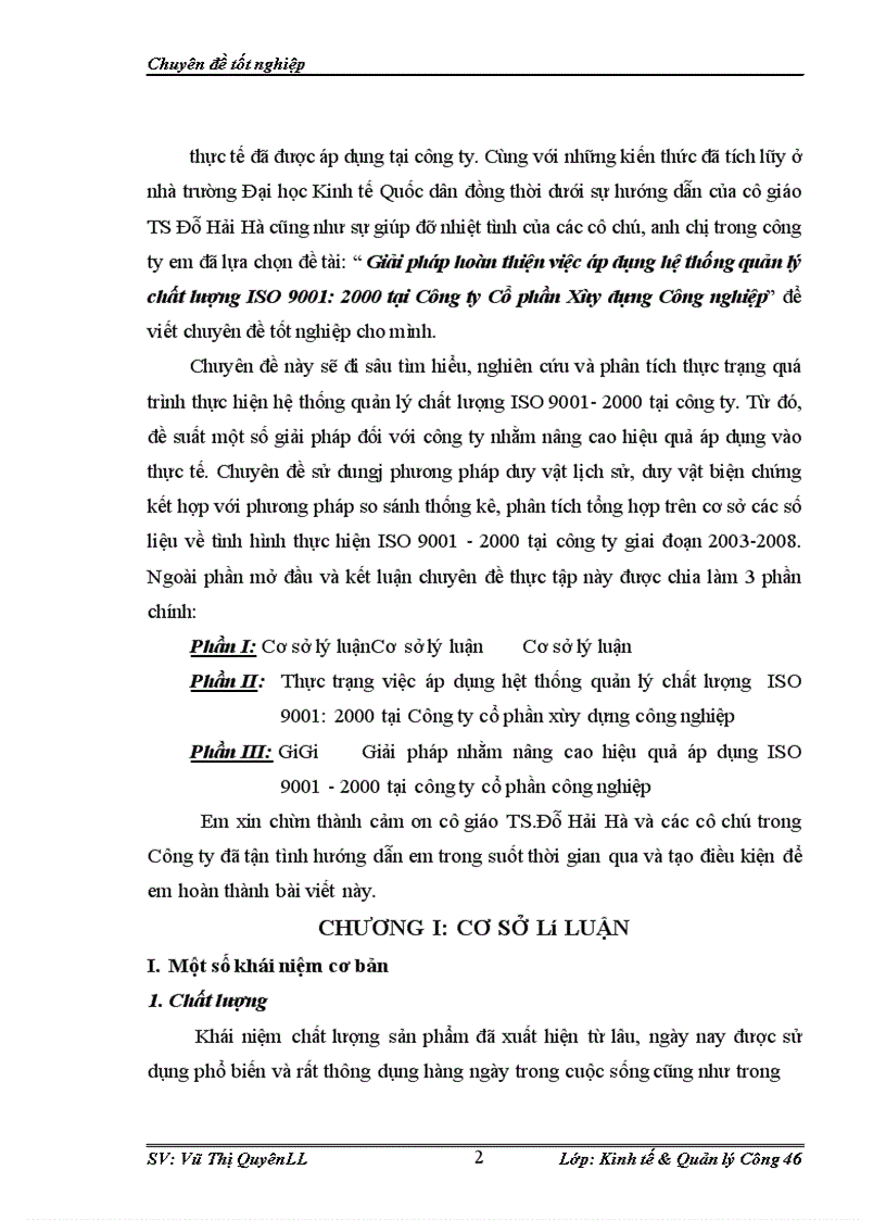 image for page Giải pháp hoàn thiện việc áp dụng hệ thống quản lý chất lượng ISO 9001:2000 tại Công ty Cổ phần Xây dựng Công nghiệp