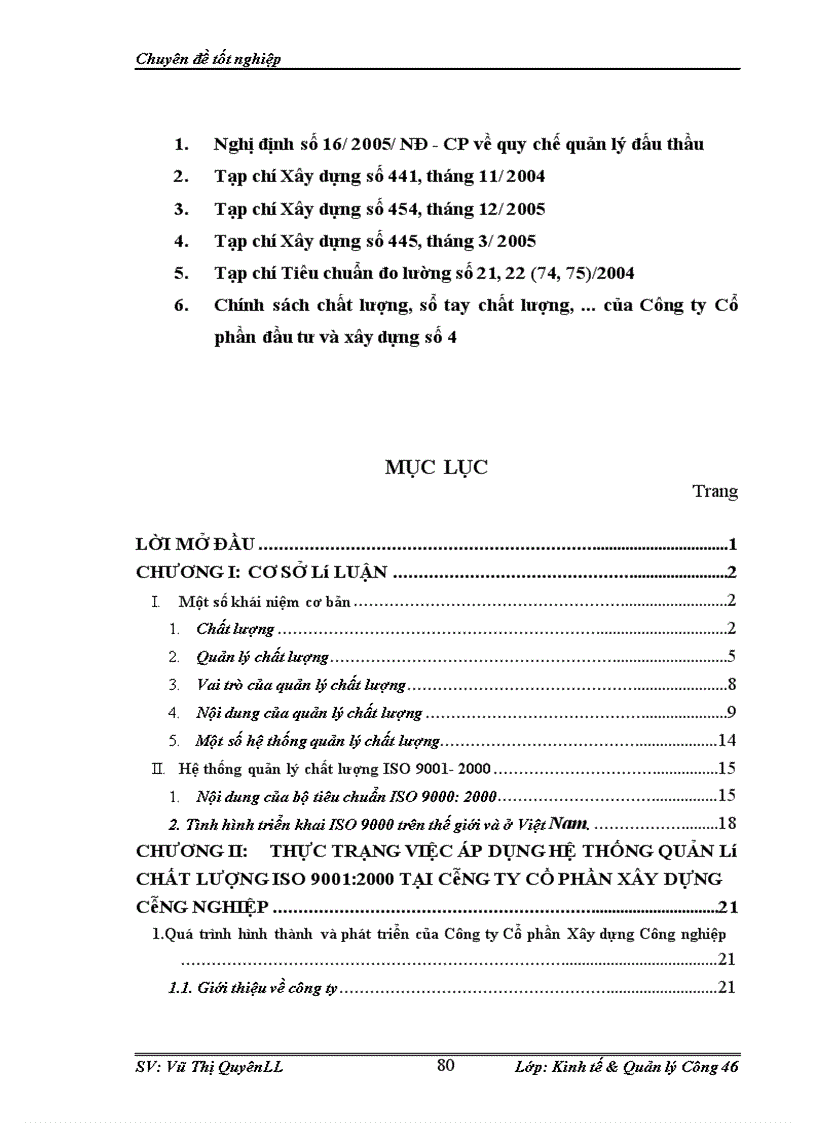 image for page Giải pháp hoàn thiện việc áp dụng hệ thống quản lý chất lượng ISO 9001:2000 tại Công ty Cổ phần Xây dựng Công nghiệp