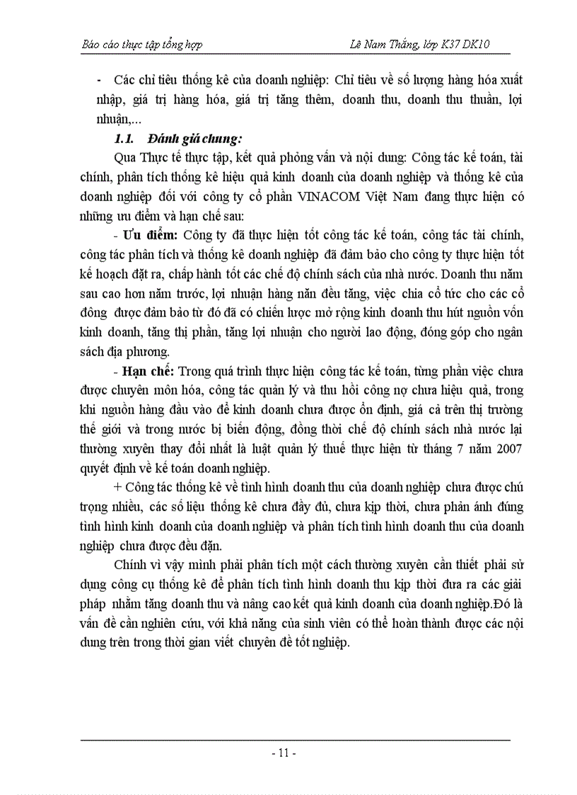 image for page Báo cáo thực tập tổng hợp chuyên ngành kế toán tài chính doanh nghiệp thương mại Phân tích thống kê doanh thu của của Công ty cổ phần VINACOM Việt Nam 9