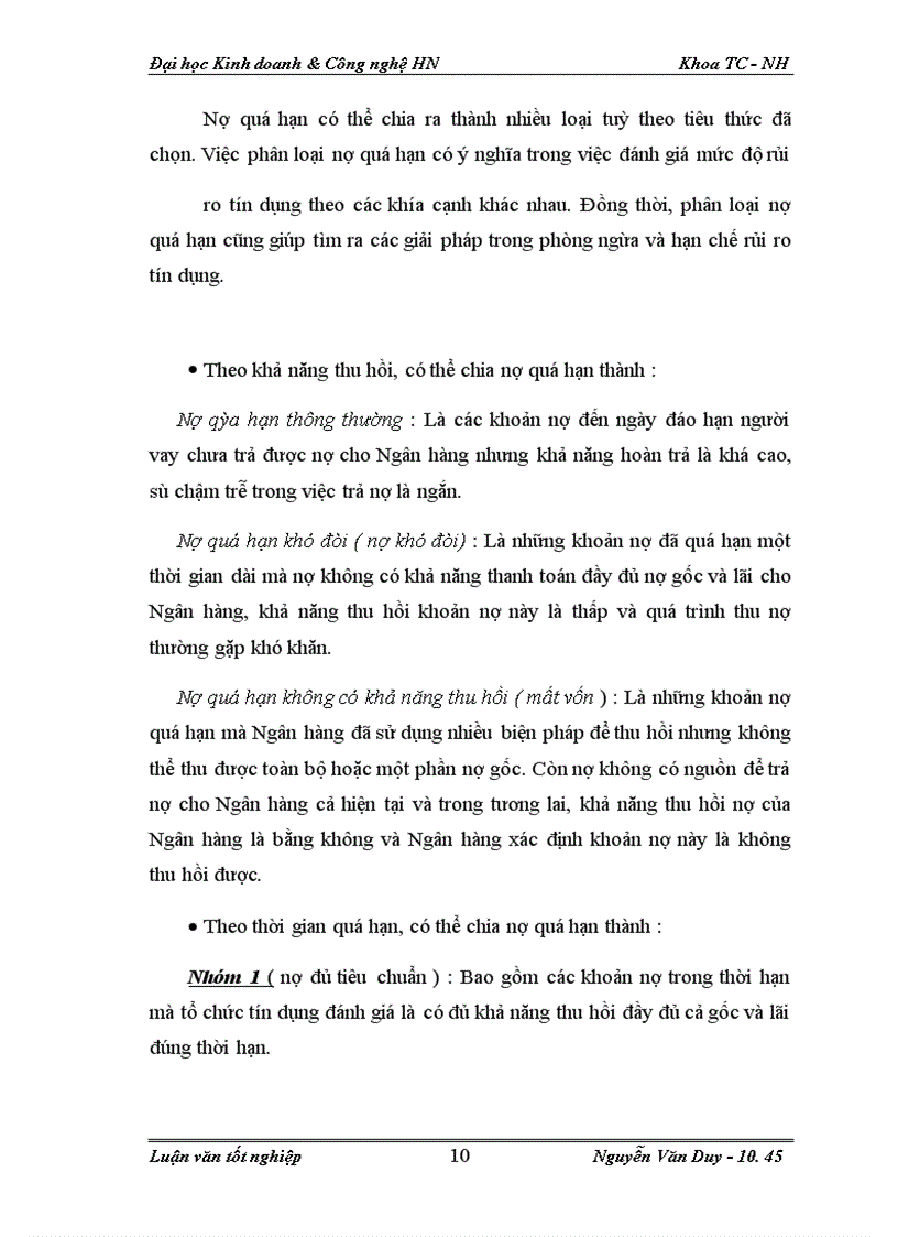 image for page Rủi ro cho vay tại Ngân Hàng TMCP Kỹ Thương ( Techcombank ) -Chi nhánh Lý Thái Tổ Hà Nội : Thực trạng và giải pháp