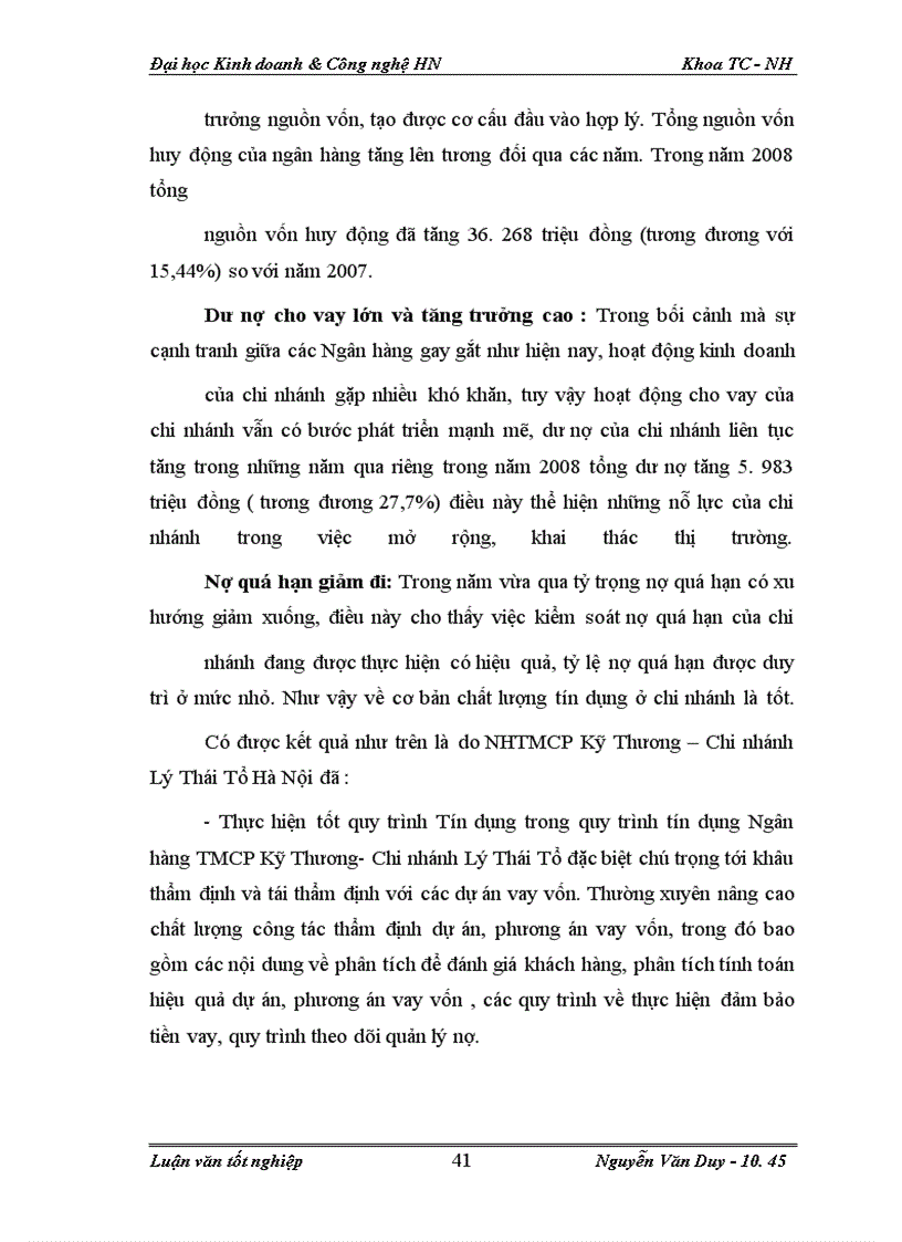 image for page Rủi ro cho vay tại Ngân Hàng TMCP Kỹ Thương ( Techcombank ) -Chi nhánh Lý Thái Tổ Hà Nội : Thực trạng và giải pháp