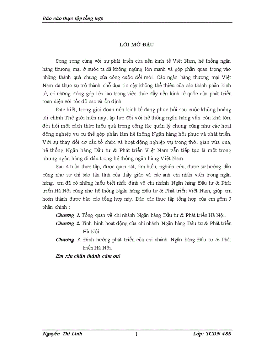 image for page Tình hình hoạt động của chi nhánh Ngân hàng Đầu tư & Phát triển Hà Nội