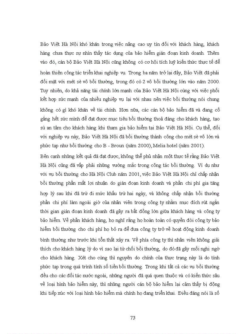 image for page Bảo hiểm gián đoạn kinh doanh tại Bảo Việt Hà Nội giai đoạn 1998 - 2001