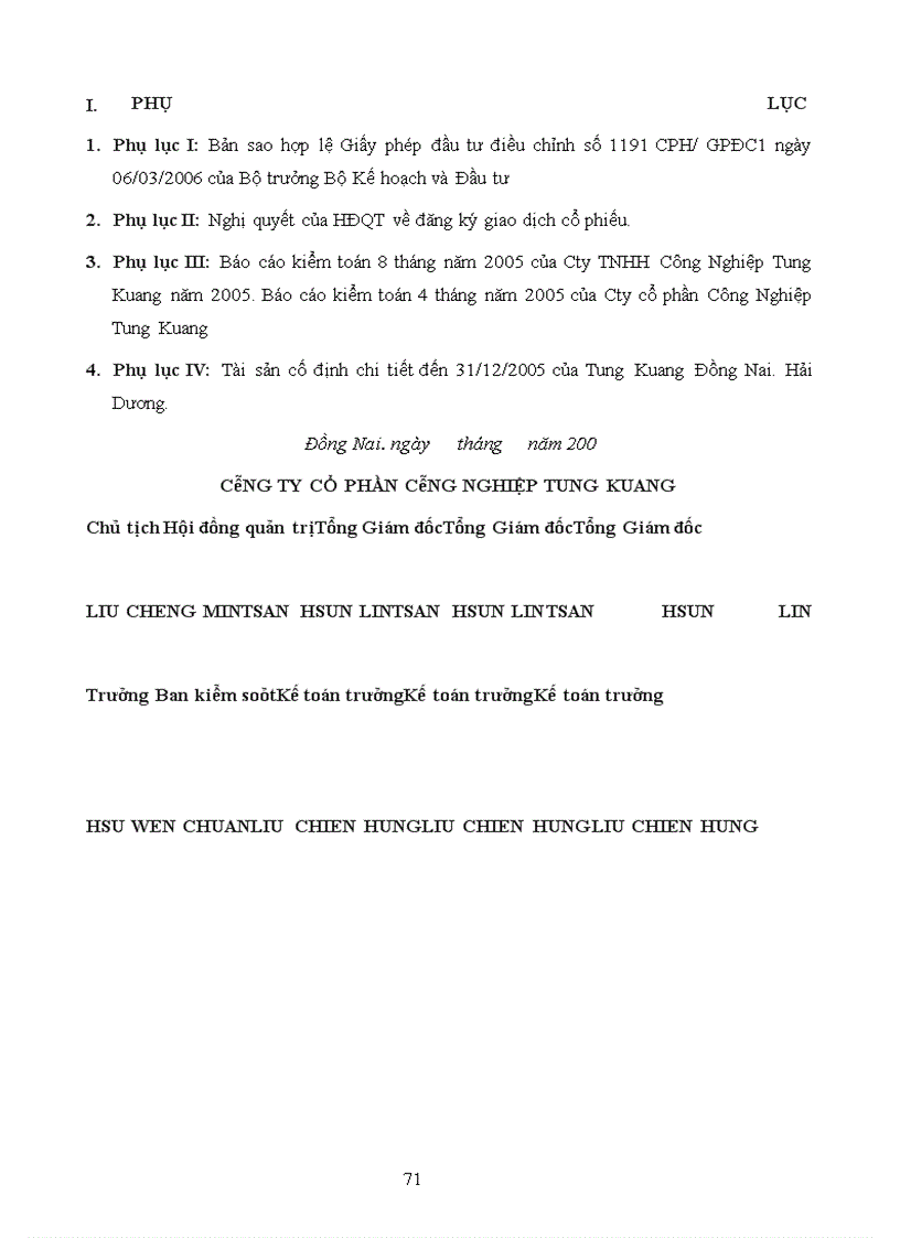 image for page Bản cáo bạch Công ty Cổ phần Công Nghiệp Tung Kuang