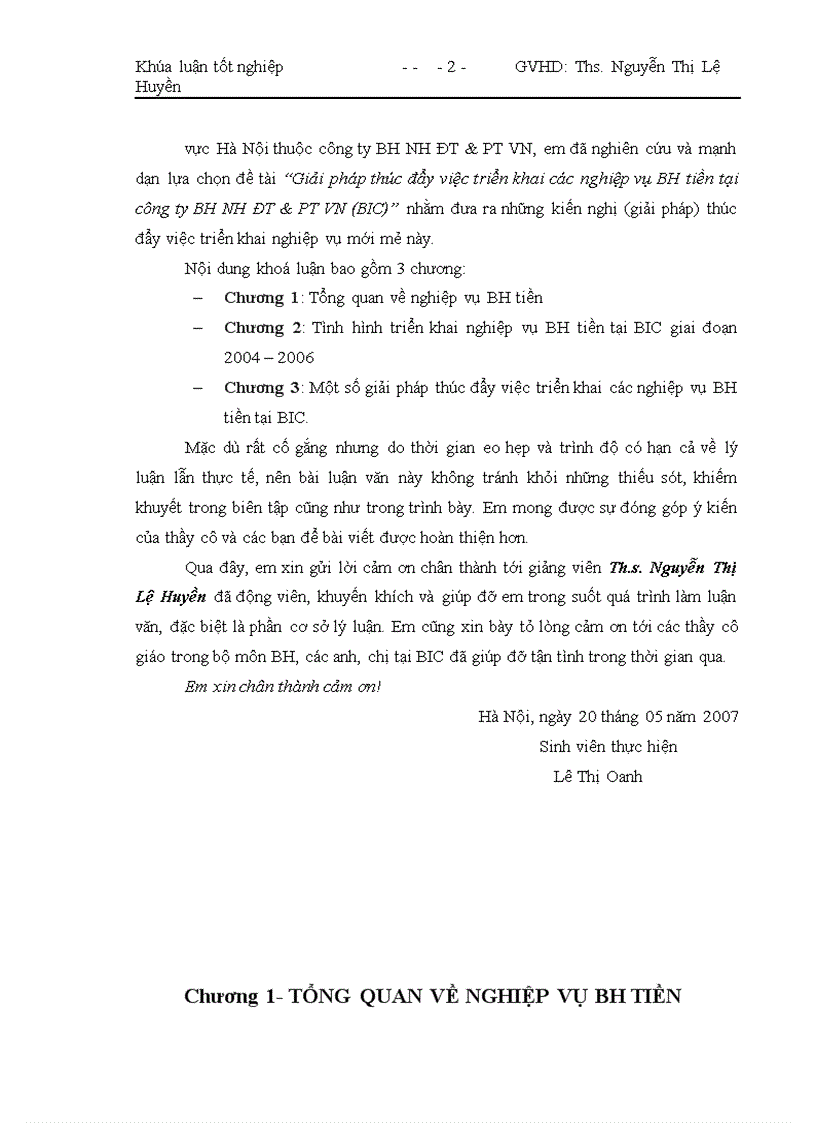 image for page Giải pháp thúc đẩy việc triển khai các nghiệp vụ BH tiền tại công ty BH NH ĐT & PT VN (BIC)