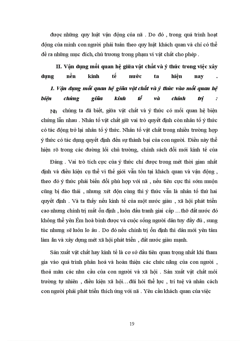 image for page Mối quan hệ biện chứng giữa vật chất và ý thức trong nền kinh tế nước ta hiện nay