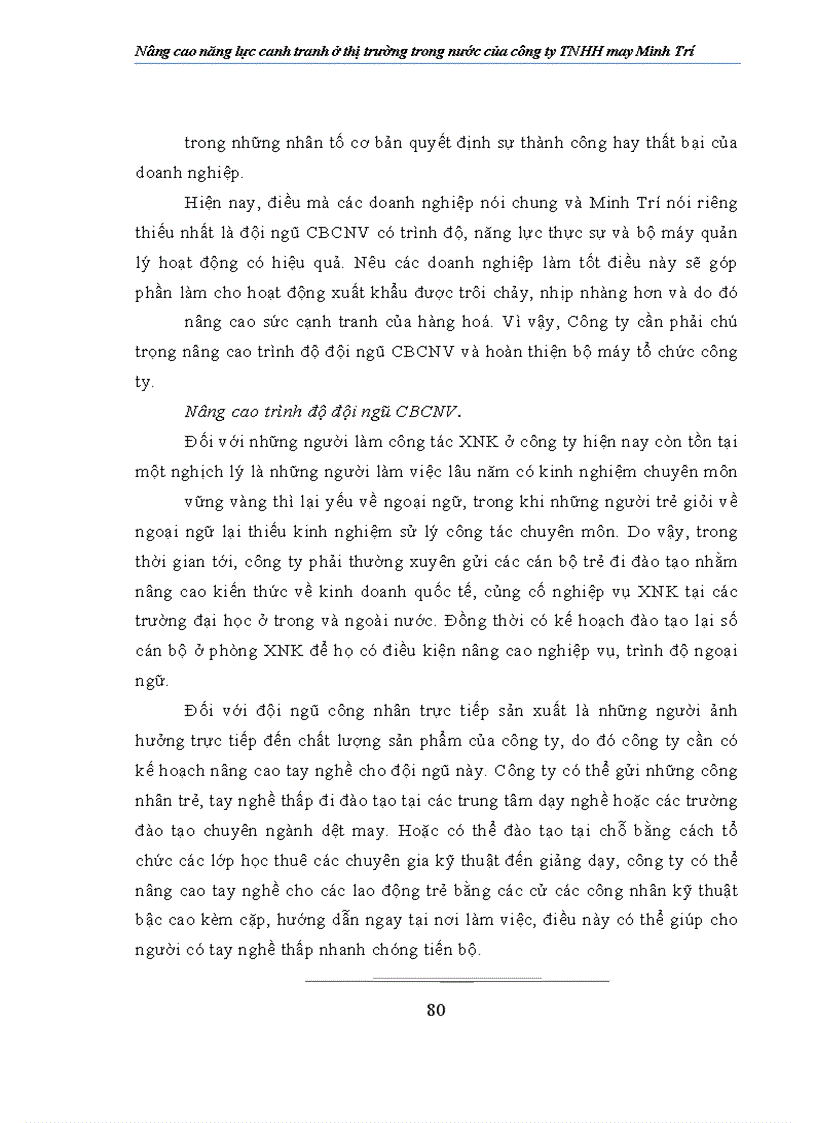 image for page Nâng cao năng lực canh tranh ở thị trường trong nước của công ty TNHH may Minh Trí
