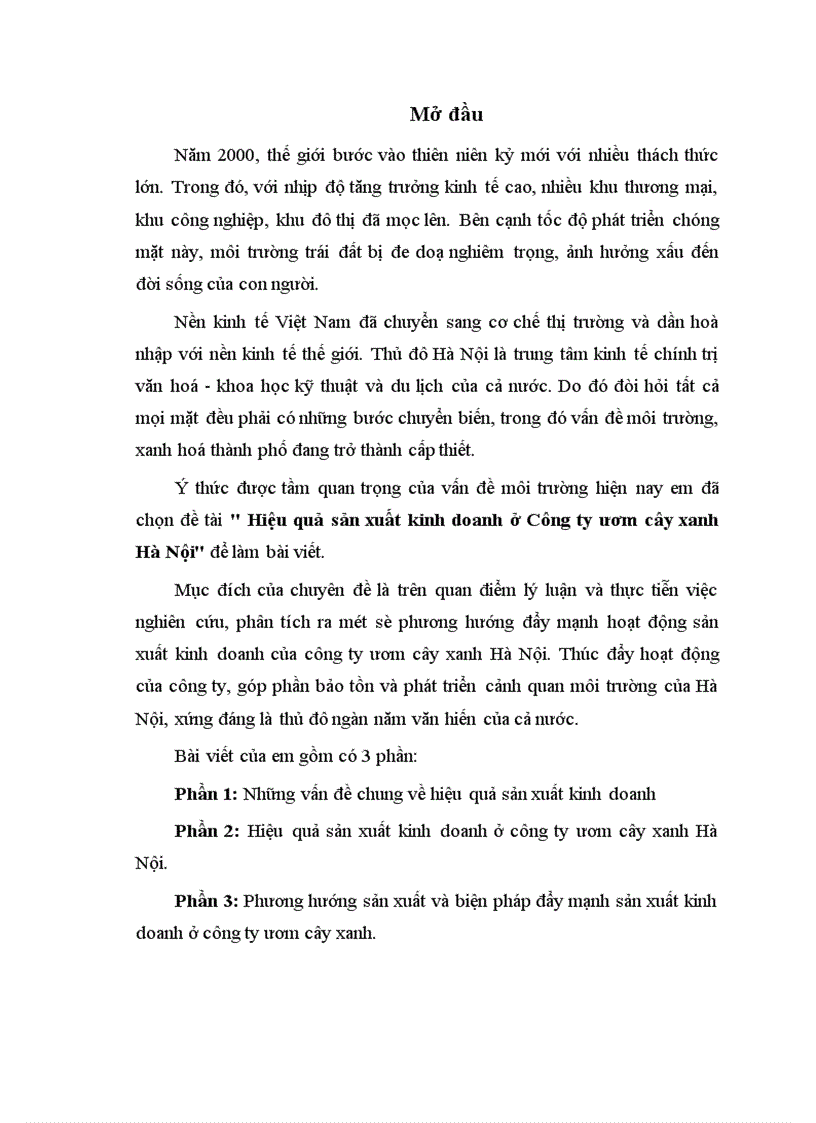 image for page Hiệu quả sản xuất kinh doanh ở Công ty ươm cây xanh Hà Nội