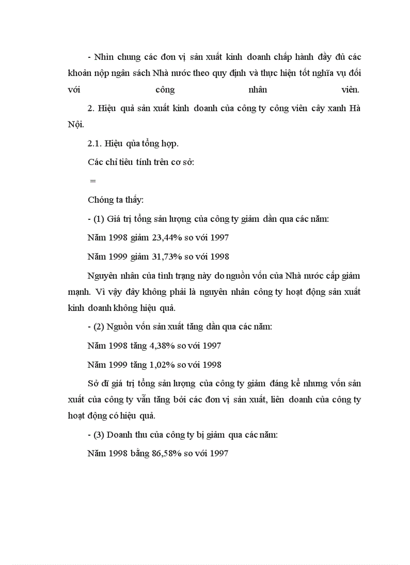 image for page Hiệu quả sản xuất kinh doanh ở Công ty ươm cây xanh Hà Nội