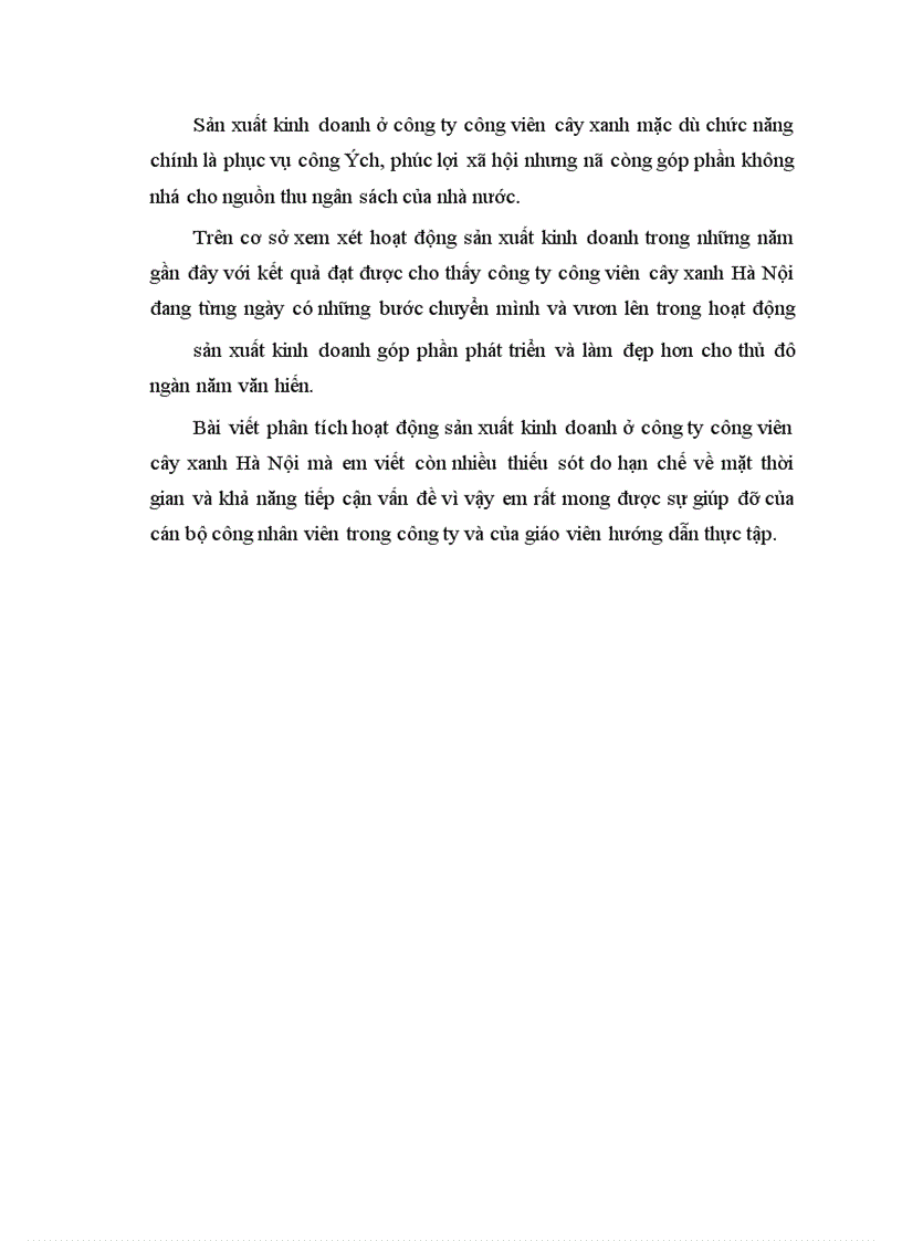 image for page Hiệu quả sản xuất kinh doanh ở Công ty ươm cây xanh Hà Nội