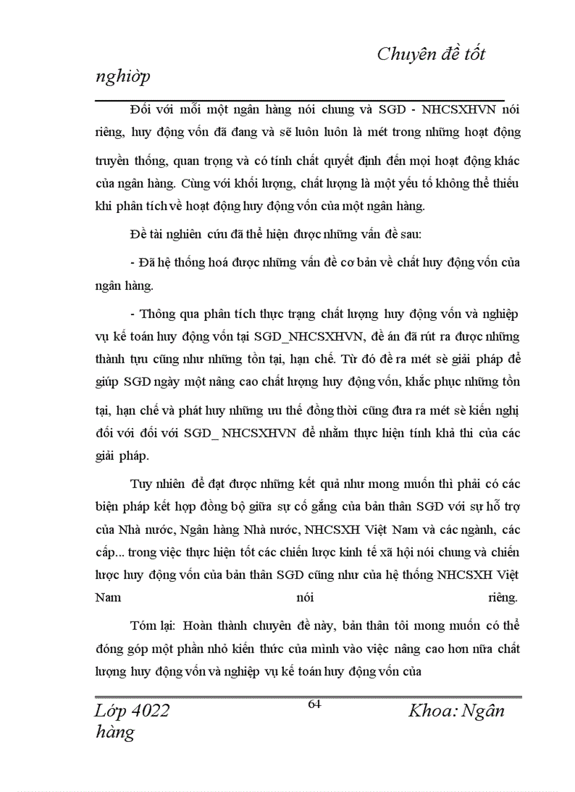 image for page Giải pháp nâng cao hiệu quả công tác huy động vốn và kế toán nghiệp vụ huy động vốn tại Sở giao dịch Ngân hàng Chính sách xã hội Việt Nam.