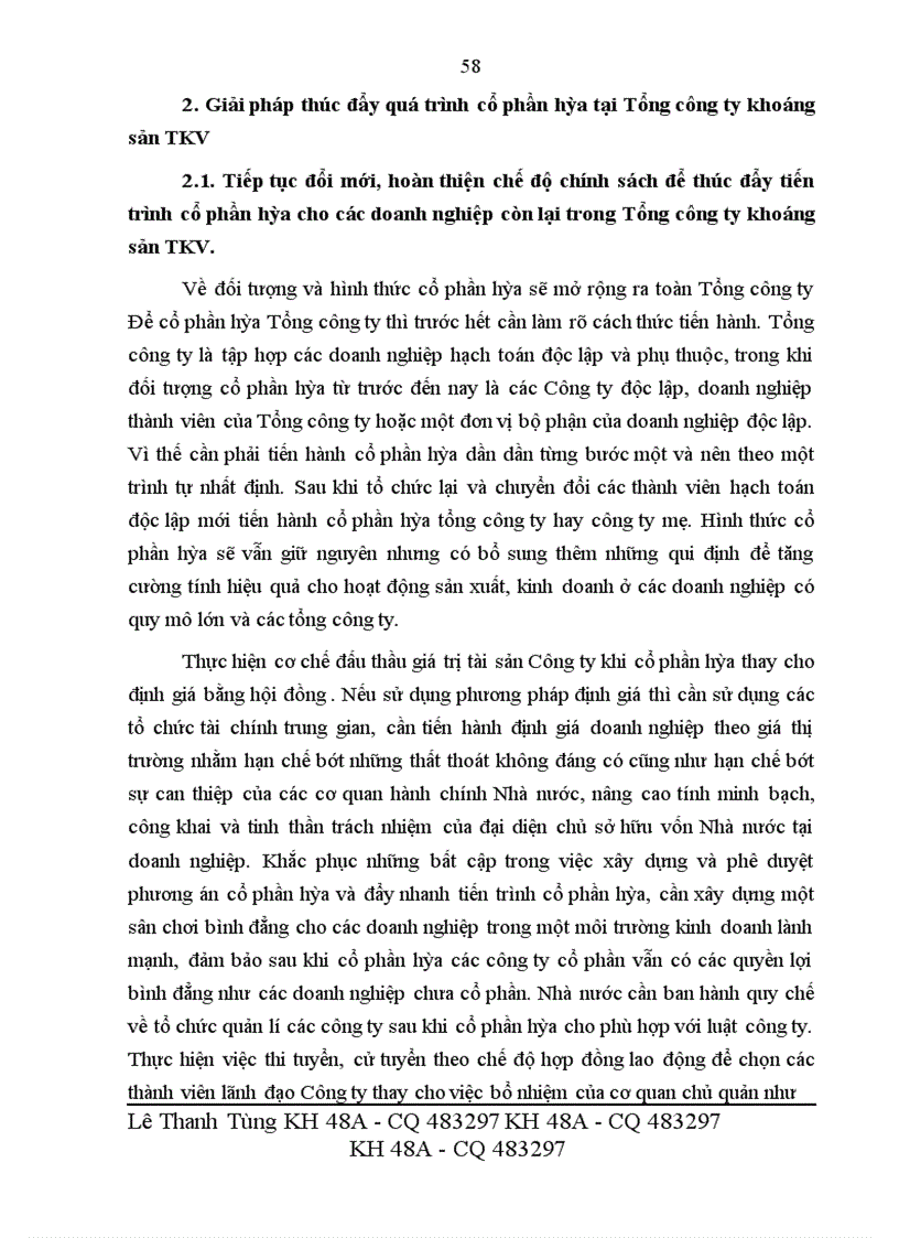 image for page Giải pháp thúc đẩy quá trình cổ phần hóa của Tổng công ty Khoáng sản TKV