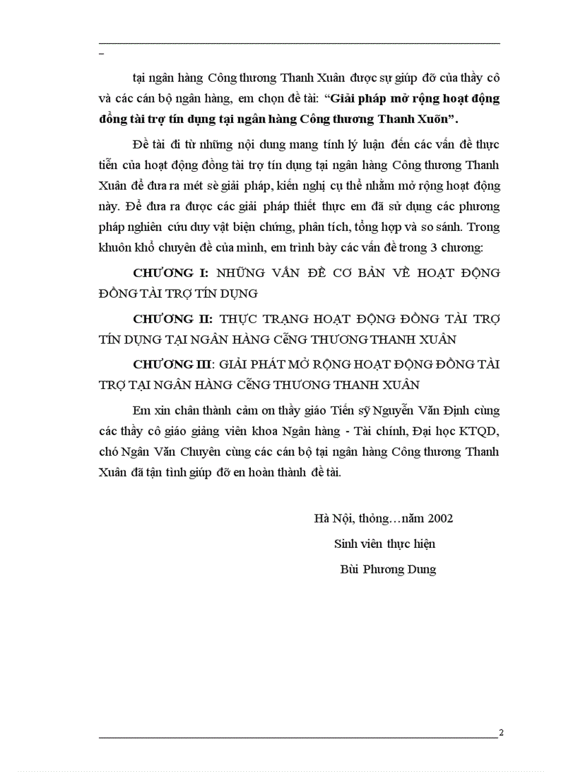 image for page Giải pháp mở rộng hoạt động đồng tài trợ tín dụng tại ngân hàng Công thương Thanh Xuân