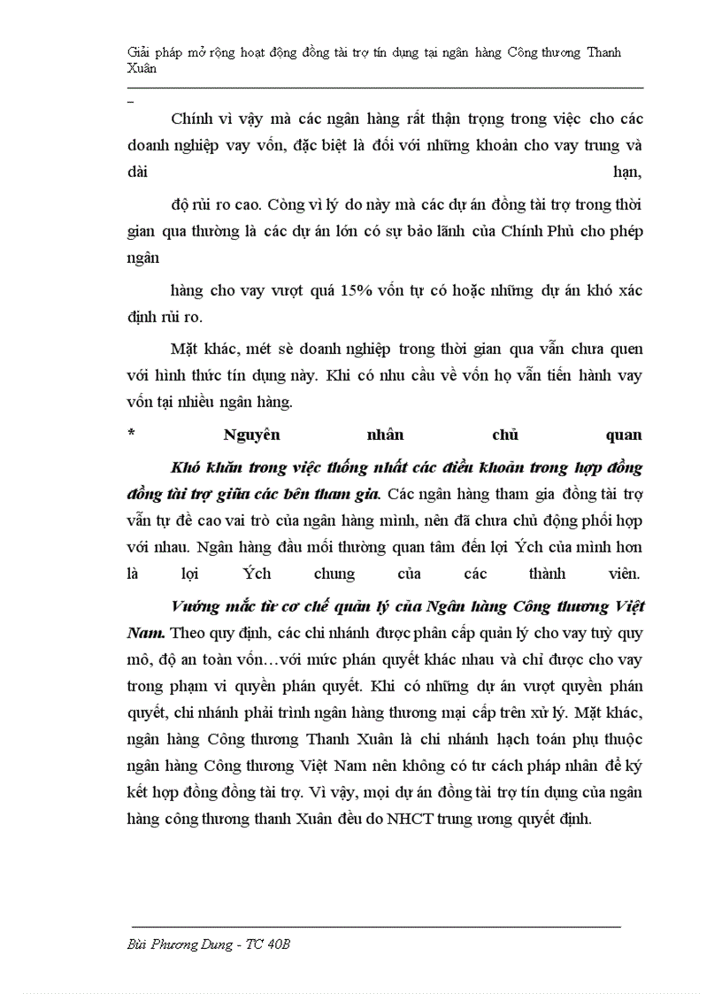 image for page Giải pháp mở rộng hoạt động đồng tài trợ tín dụng tại ngân hàng Công thương Thanh Xuân