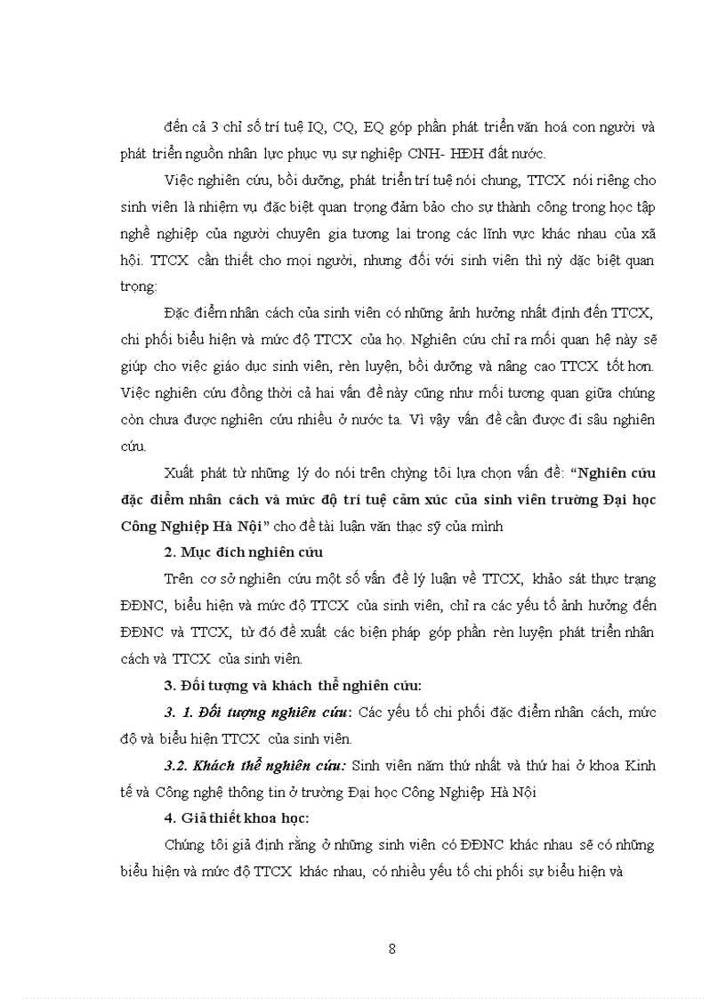 image for page Nghiên cứu đặc điểm nhân cách và mức độ trí tuệ cảm xúc của sinh viên trường Đại học Cụng Nghiệp Hà Nội