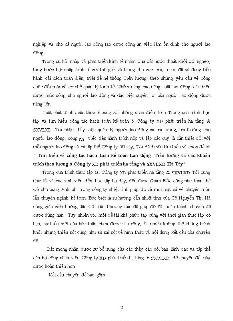 image for page Tìm hiểu về công tác hạch toán kế toán Lao động- Tiền lương và các khoản trích theo lương ở Công ty XD phát triển hạ tầng và SXVLXD Hà Tây