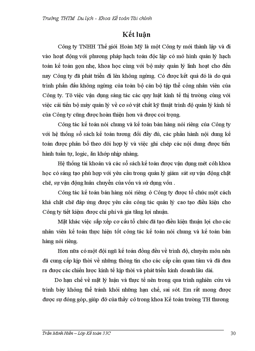 image for page Công tác kế toán nghiệp vụ bán hàng tại Công ty TNHH Thế giới hoàn mỹ.