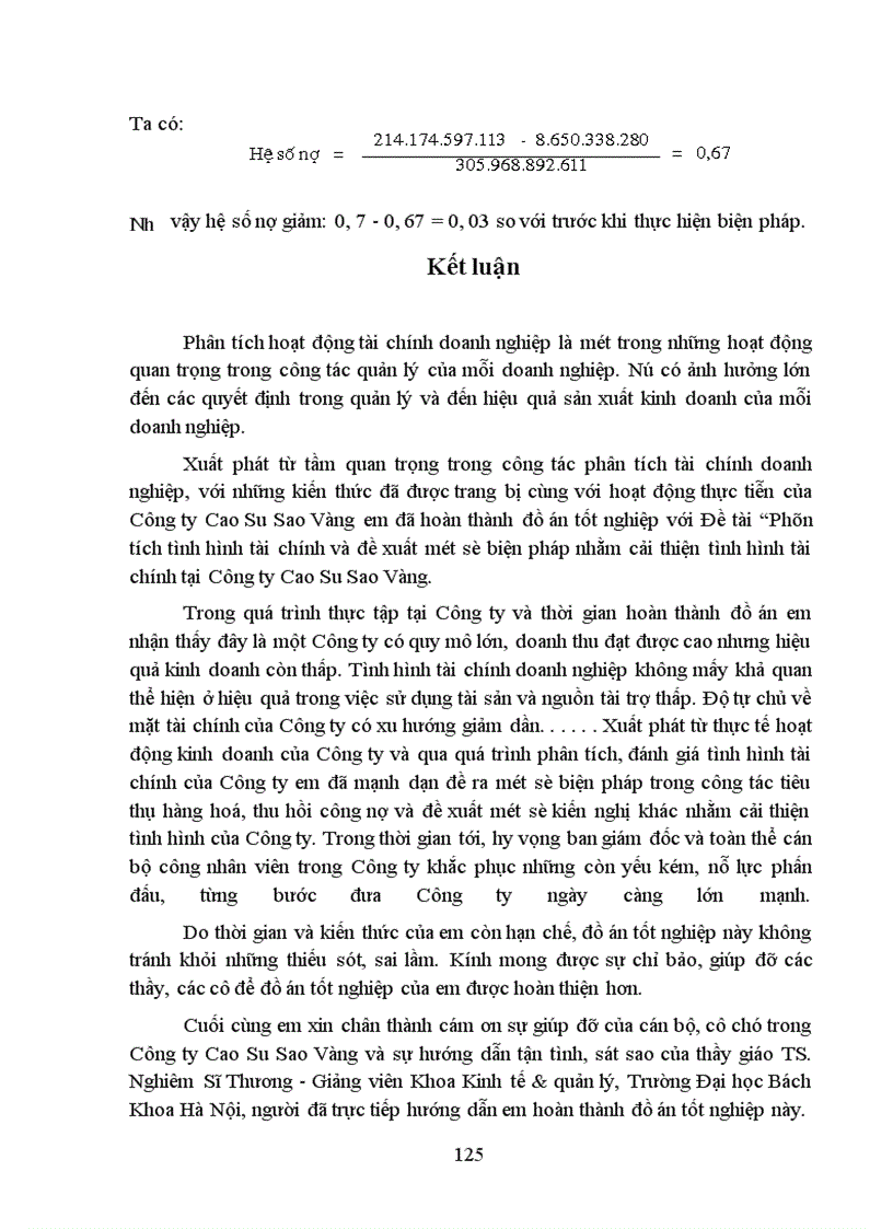 image for page Phân tích tình hình tài chính và đề xuất một số biện pháp nhằm nâng cao hiệu quả hoạt động tài chính tại Công ty Cao Su Sao Vàng