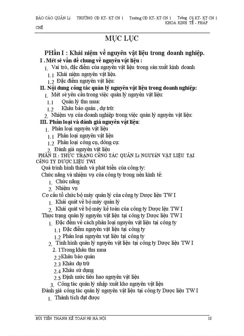 image for page Công tác quản lý Nguyên vật liệu ở công ty Dược liệu TW I