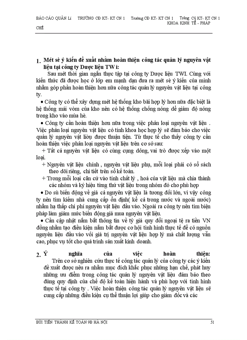 image for page Công tác quản lý Nguyên vật liệu ở công ty Dược liệu TW I