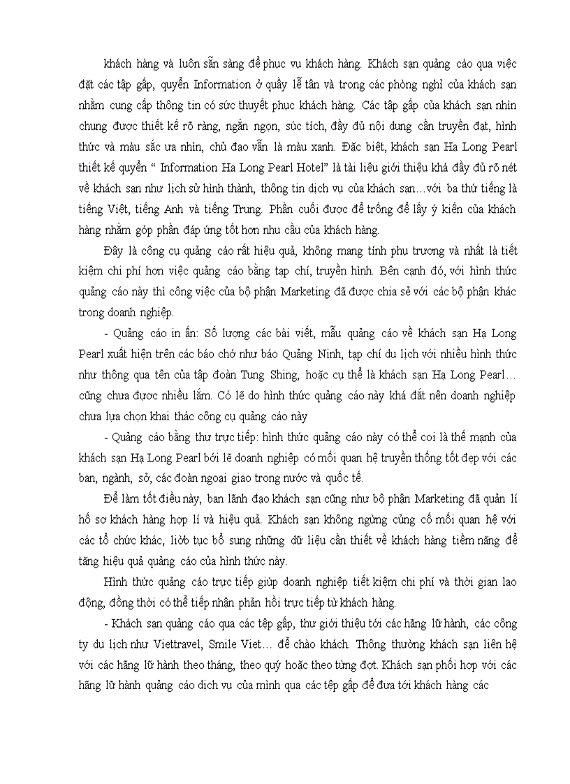 image for page Hoàn thiện hoạt động quảng cáo ở khách sạn Hạ Long Pearl