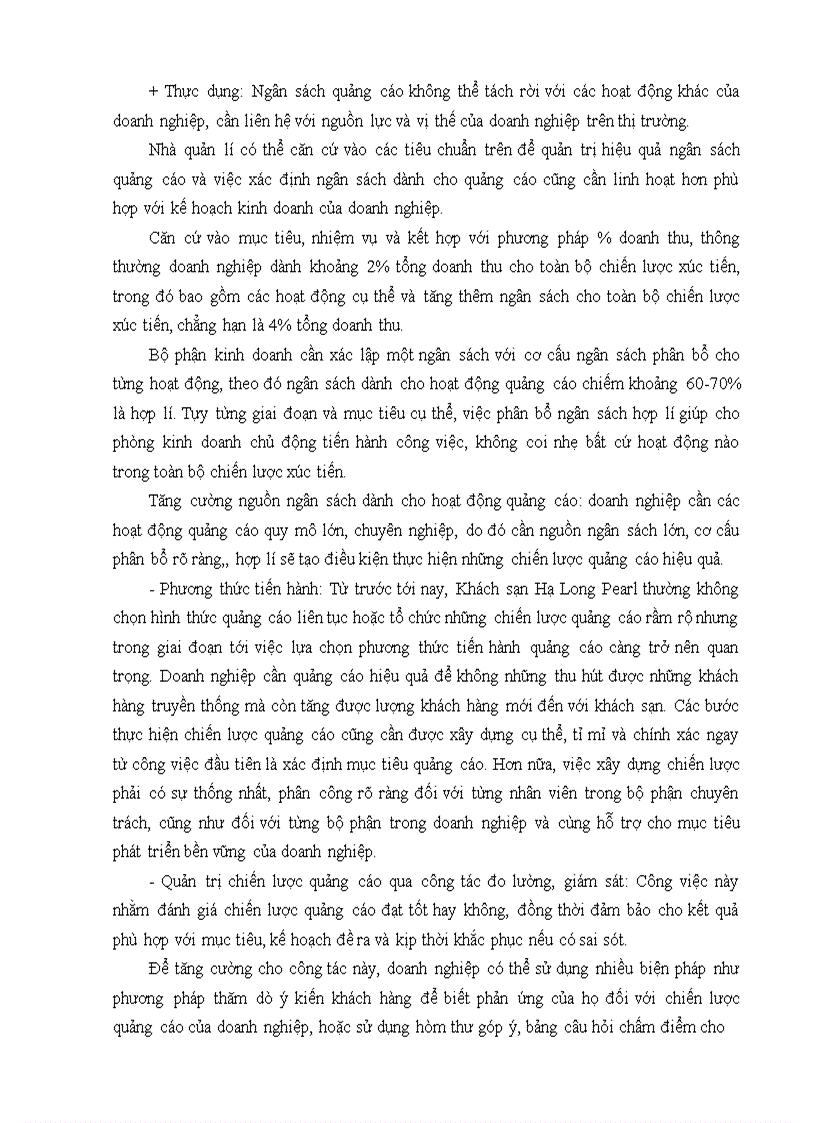 image for page Hoàn thiện hoạt động quảng cáo ở khách sạn Hạ Long Pearl