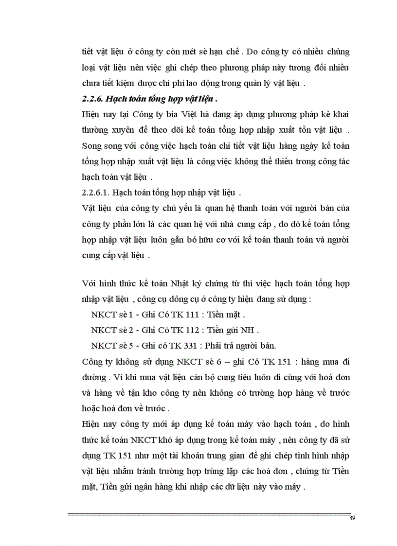 image for page Hoàn thiện tổ chức công tác kế toán vật liệu tại Công ty Bia Việt Hà