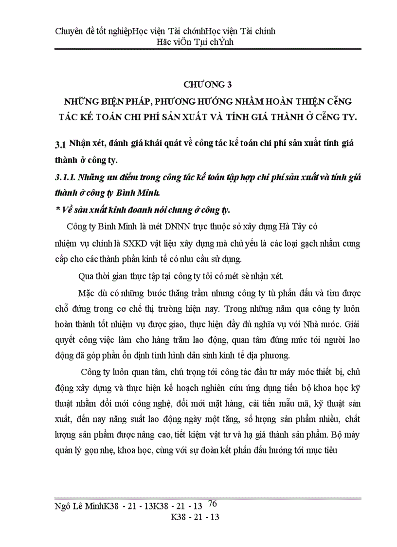 image for page Thực trạng công tác kế toán chi phí sản xuất tính giá thành của công ty Bình Minh