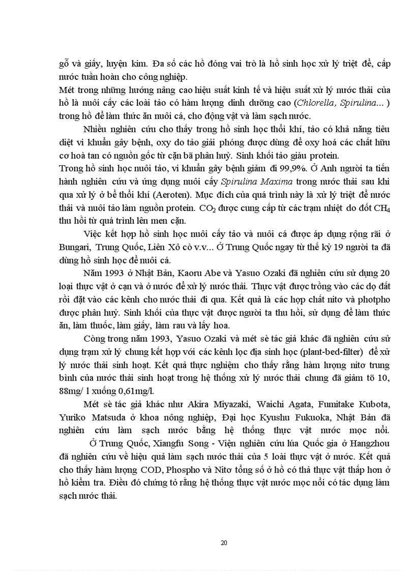 image for page Sử dụng hệ thống hồ sinh học kết hợp với hệ thống lọc qua hào đất để xử lý nước thải có nồng độ chất hữu cơ cao