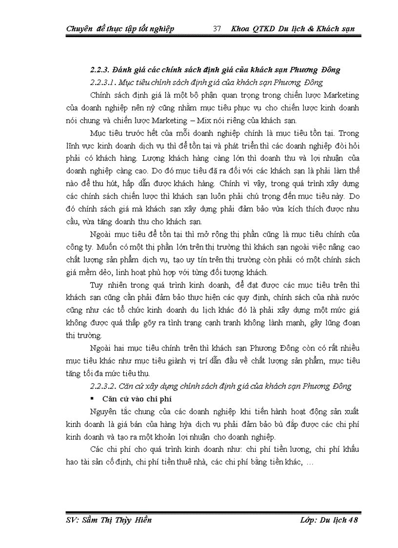 image for page Hoàn thiện chính sách giá trong chiến lược marketing - mix của Khách sạn Phương Đông