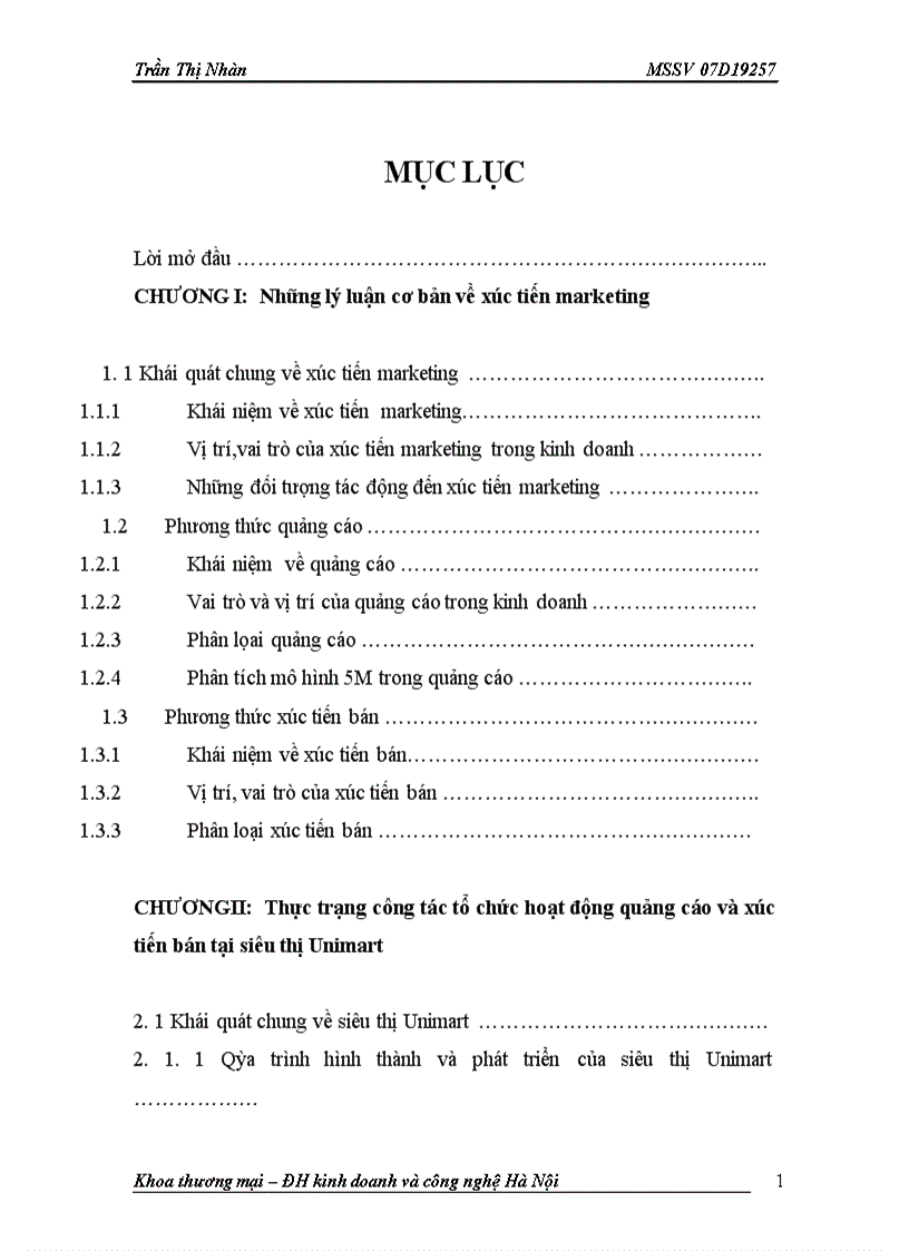 image for page Các biện pháp thúc đẩy công tác tổ chức hoạt động xúc tiến marketing tại siêu thị Unimart