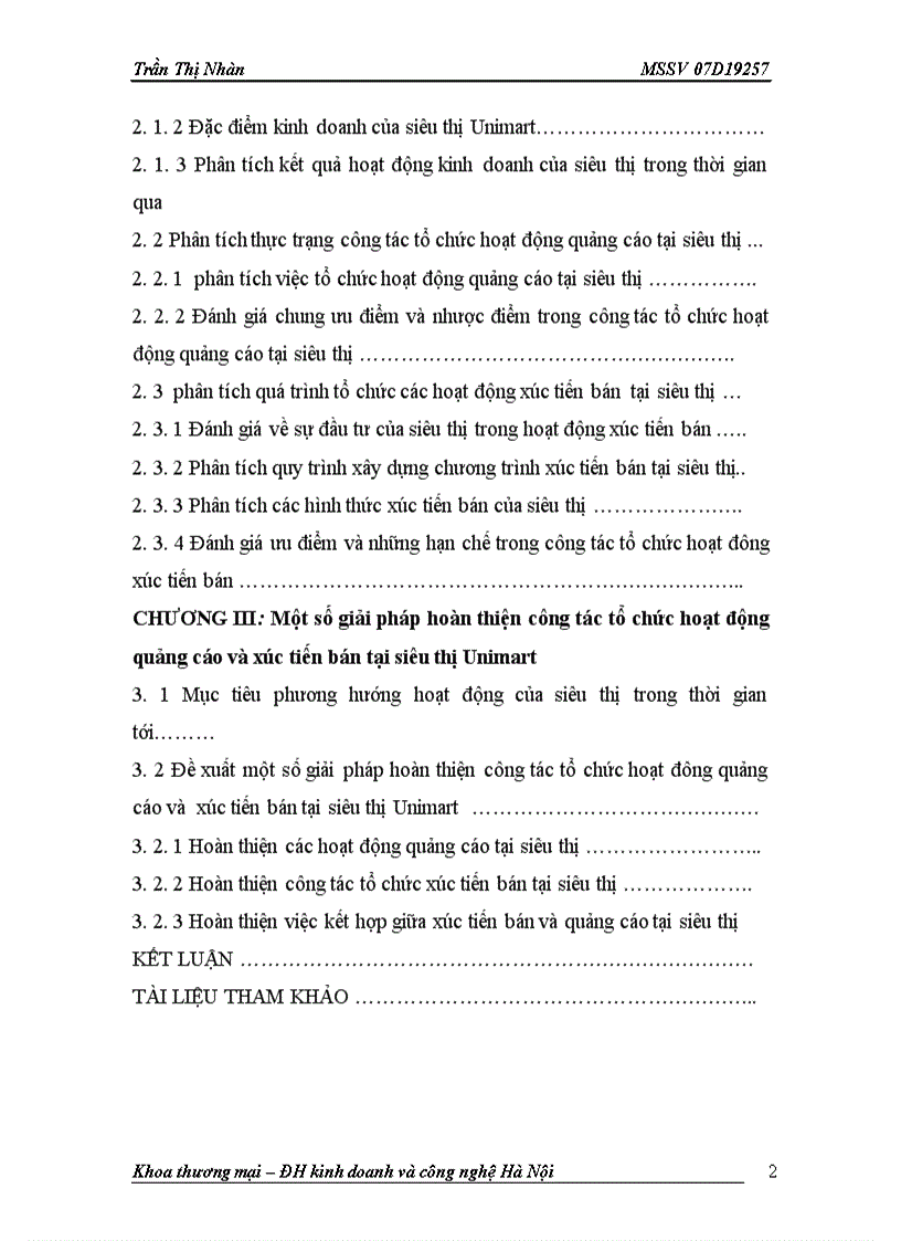 image for page Các biện pháp thúc đẩy công tác tổ chức hoạt động xúc tiến marketing tại siêu thị Unimart