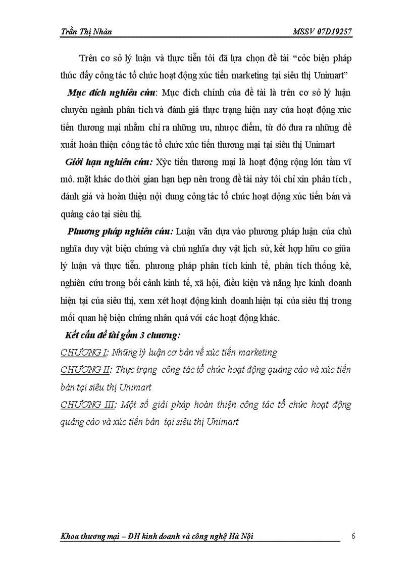 image for page Các biện pháp thúc đẩy công tác tổ chức hoạt động xúc tiến marketing tại siêu thị Unimart