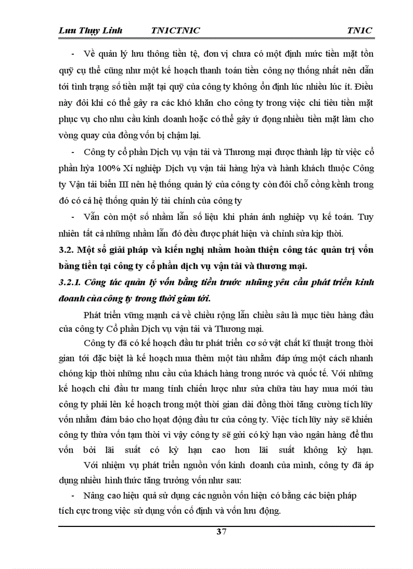 image for page Thực trạng quản lý vốn bằng tiền tại Công ty Cổ phần Dịch vụ vận tải và Thương mại Transco