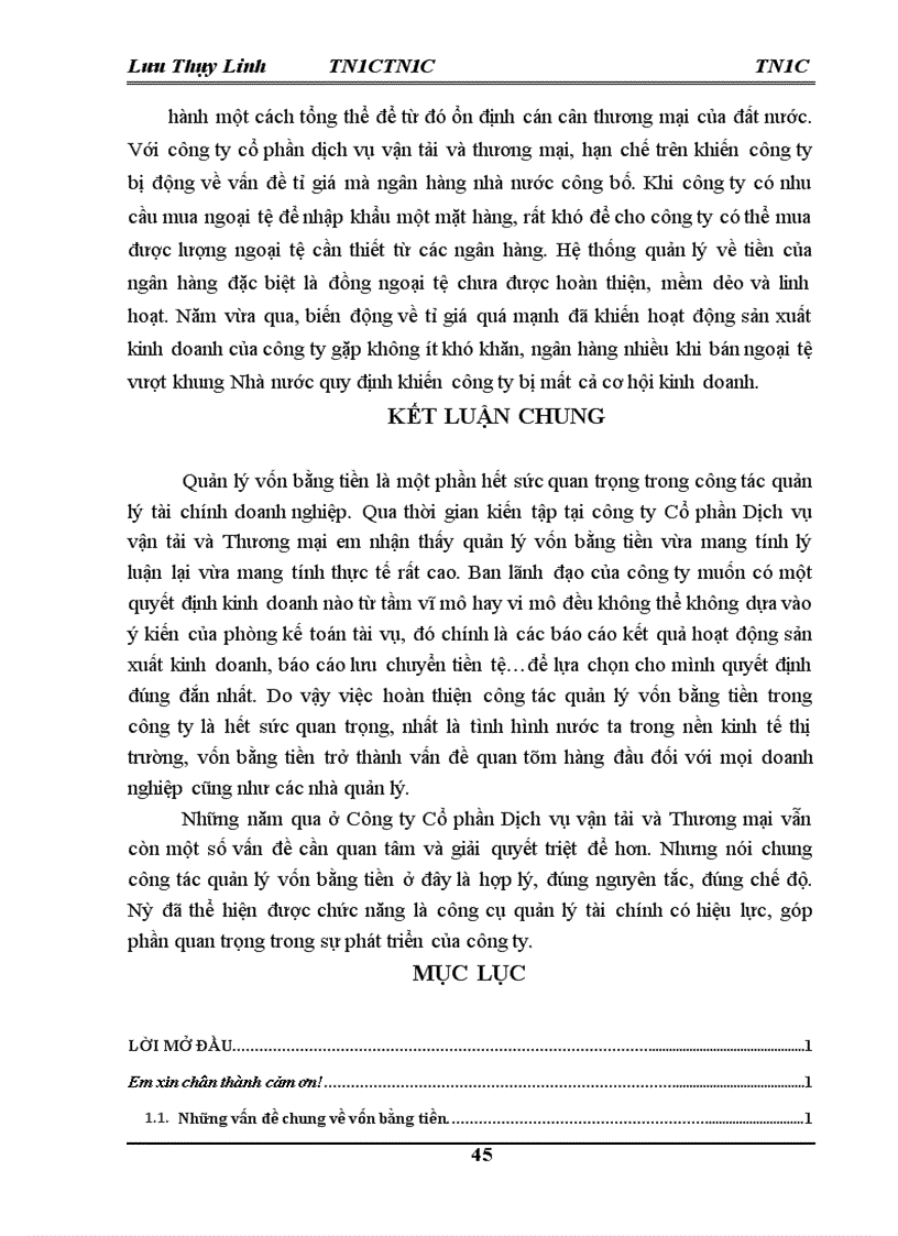 image for page Thực trạng quản lý vốn bằng tiền tại Công ty Cổ phần Dịch vụ vận tải và Thương mại Transco