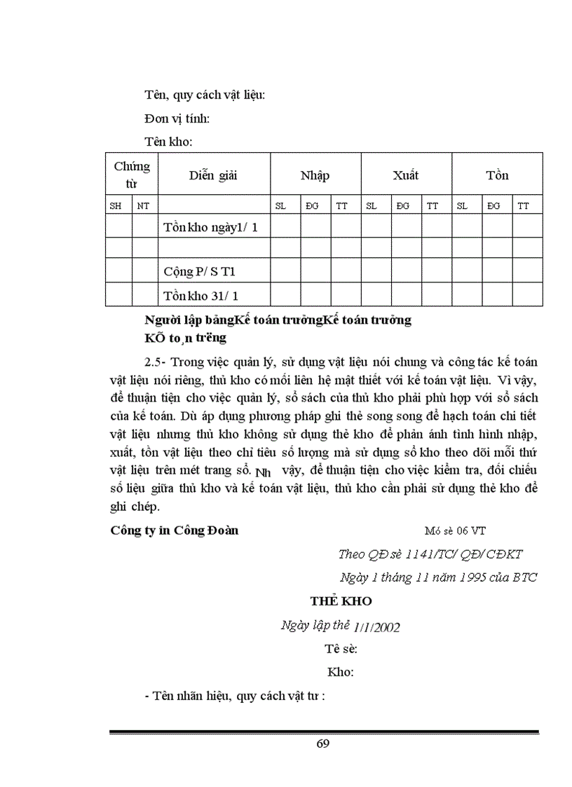 image for page Tổ chức hạch toán kế toán nguyên vật liệu ở công ty in Công Đoàn.