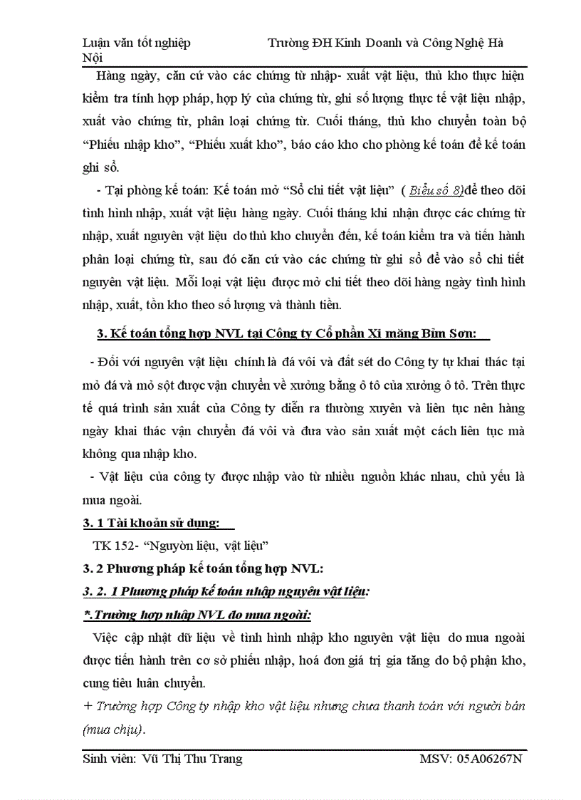 image for page Hoàn thiện công tác kế toán nguyên vật liệu tại Công ty cp xi măng Bỉm Sơn